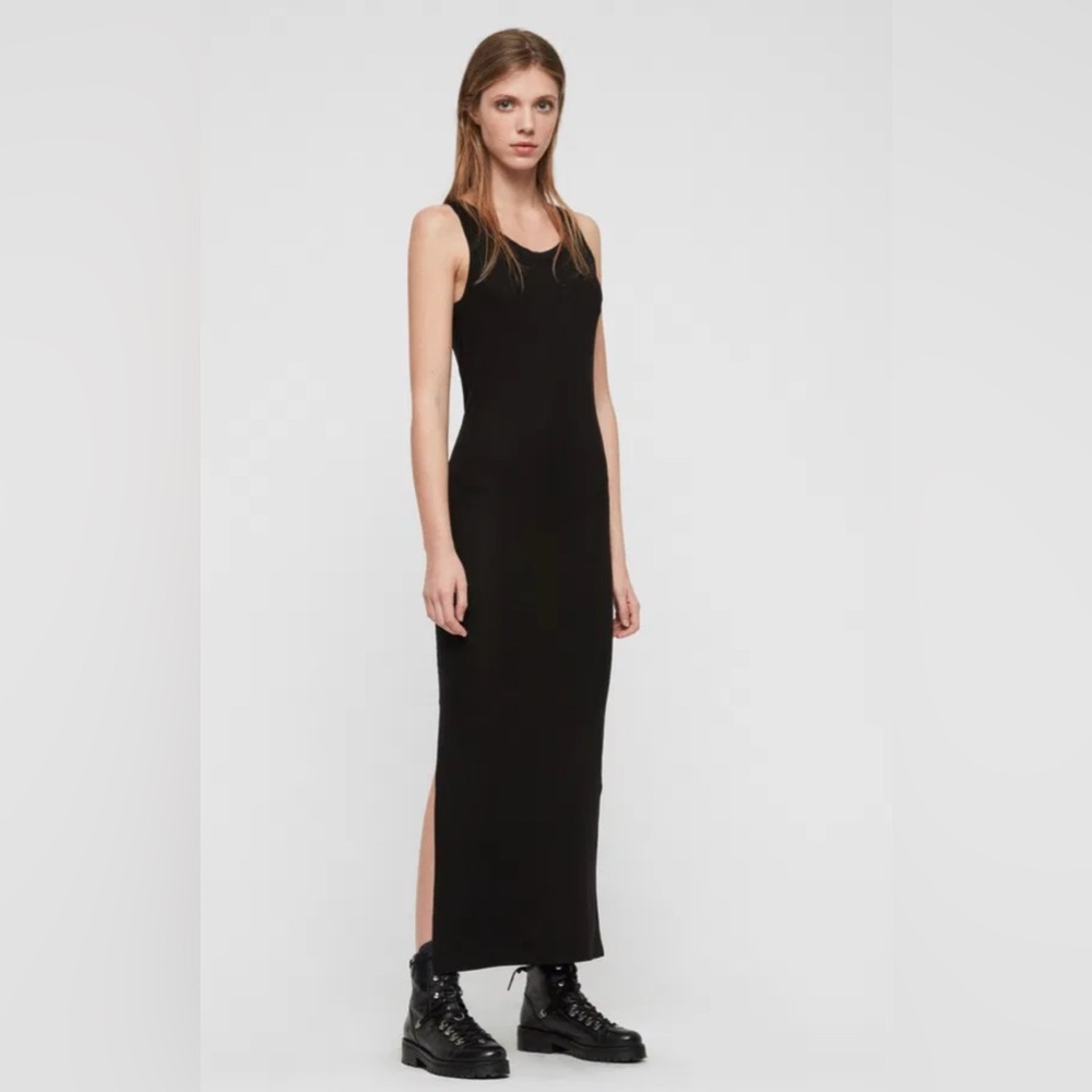 All Saints Black Sleeveless Maxi Dress